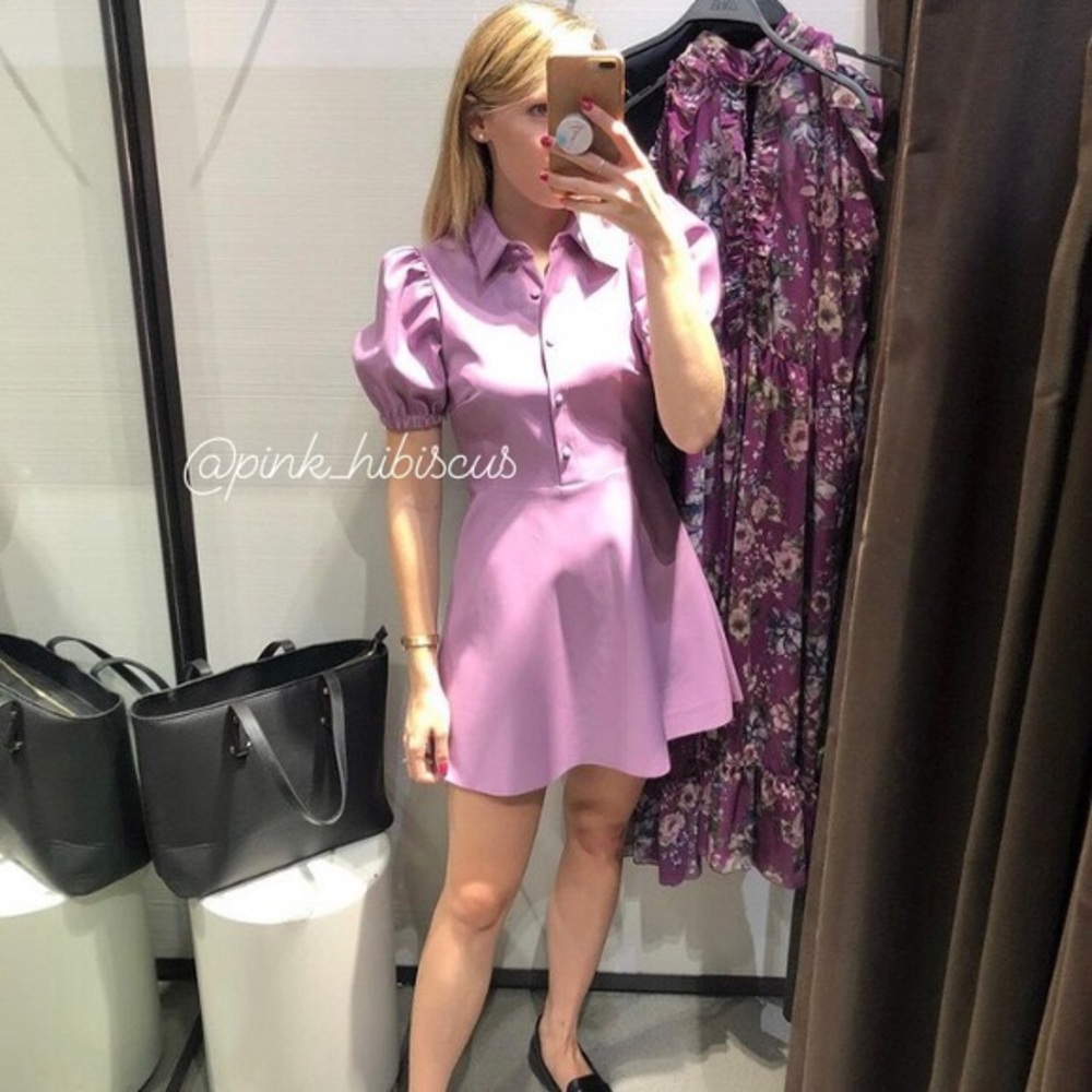 ZARA Faux Leather mini dress puff sleeves 4387/244 - Picture 4 of 13